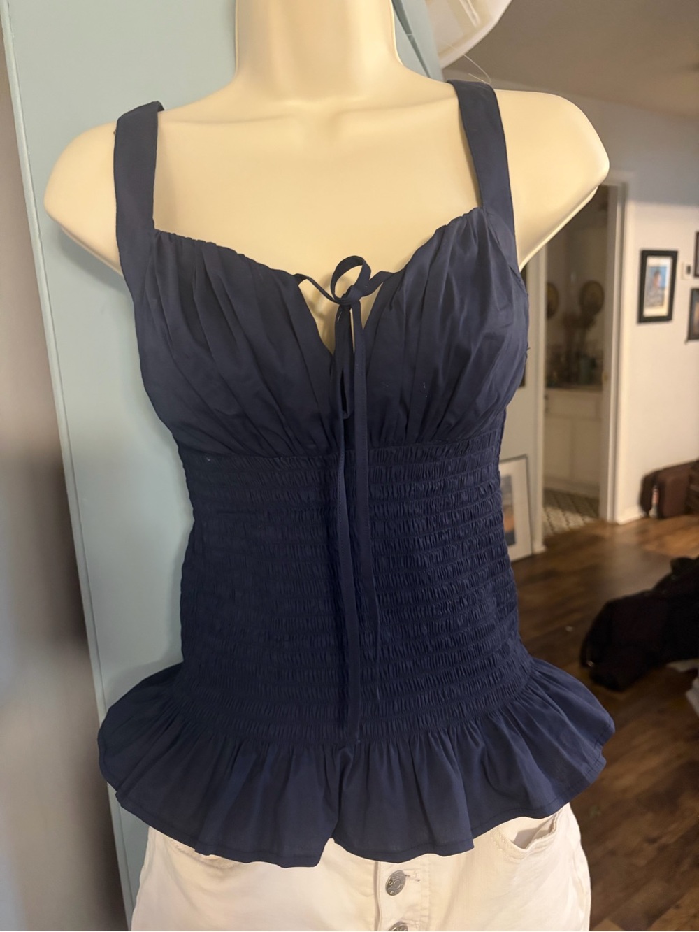 VENUS Ruched peplum corset-style top - XS